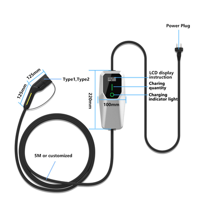 3.5kW 7kW 11kW Ev 充電器 AC 携帯充電台 IP65 防水