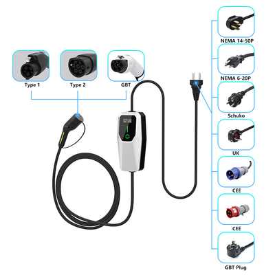 3.5kW 7kW 11kW Ev 充電器 AC 携帯充電台 IP65 防水