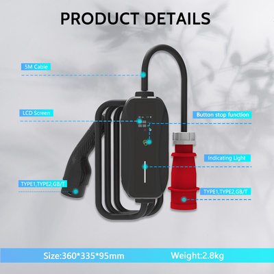 電気自動車用AC充電ステーション IP67 保護レベル 11kw 380V B型 RCD 30mA 6mA
