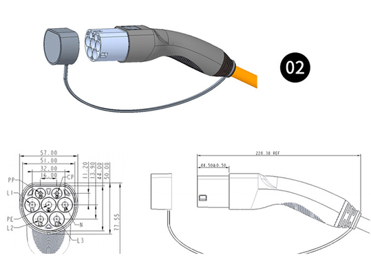 16A-32A KIWI EV 携帯電気自動車用充電ケーブル 電気自動車部品・アクセサリー