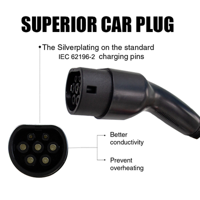 KIWI 携帯電気自動車充電ケーブル 1型から2型 炎クラス UL94-V0