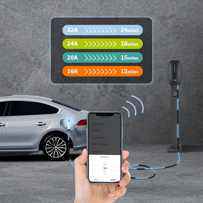 ポータブル 7kW DC 急速充電 220V EV 自動車充電器 接続温度検出と壁に設置された床スタンド
